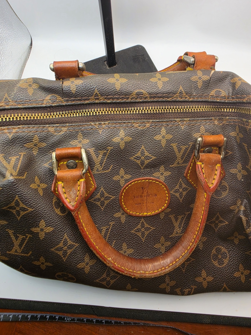 Vintage 1970 Louis Vuitton French Co Brown Monogram Canvas Speedy 30 Handbag - Picture 8 of 16